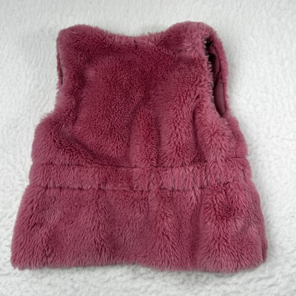 First Impressions Soft Pink Faux Fur Vest Sz. 18M Button Front Elastic Waist - Picture 2 of 5